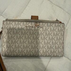 Michael Kors Monogram Tan Wristlet